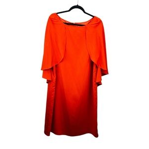 CH Chancelle Dress Women 18 Orange Sheer Cape Knee Lenght Party Formal Bride Mom